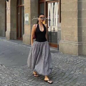 NWT Lovers and Friends Carolina Midi Dress in Black & Gingham